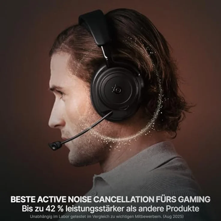 SteelSeries Arctis Nova Elite Hi-Res Wireless Gaming Headset, 96 kHz/24 Bit, Carbonfaser, ANC, KI-Geräuschunterdrückung, 2,4GHz + BT, Multi-Source-Mix, OmniPlay für PC, PlayStation, Xbox, Schwarz – Bild 5