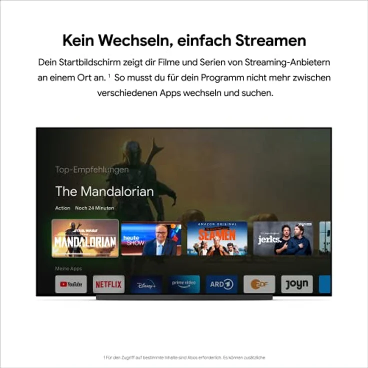 Chromecast mit Google TV (4K) Himmel - Bringt Unterhaltung per Sprachsuche auf deinen TV. Streame Filme, Serien oder Netflix in bis zu 4K HDR-Qualität. Einfach eingerichtet – Bild 3