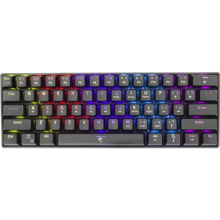 White Shark GK-2022 SHINOBI, Kabelgebundene Gaming-Tastatur mit blauen mechanischen Schaltern, LED-Rainbow-Beleuchtung und QWERTY-Layout, Schwarz
