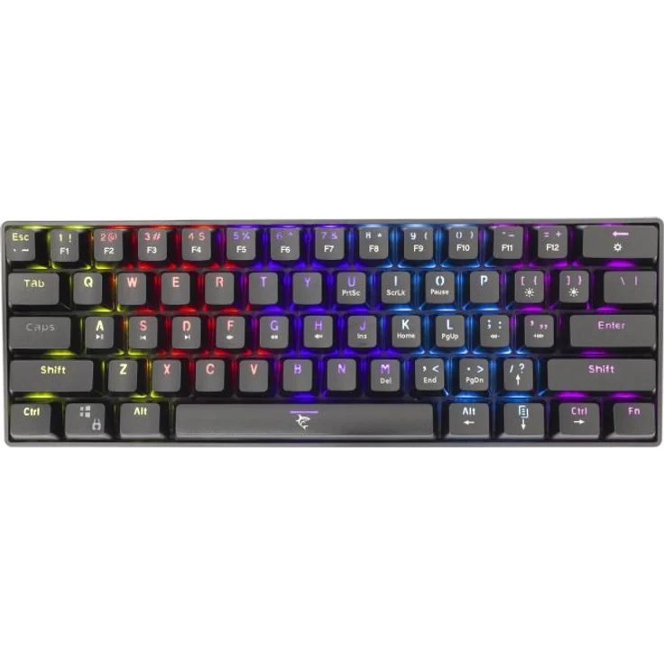 White Shark GK-2022 SHINOBI, Kabelgebundene Gaming-Tastatur mit blauen mechanischen Schaltern, LED-Rainbow-Beleuchtung und QWERTY-Layout, Schwarz