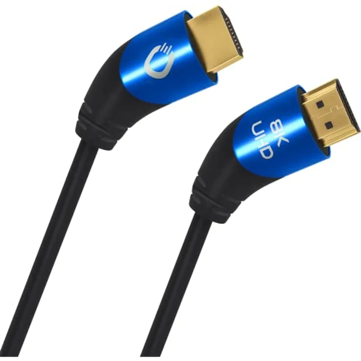 OEHLBACH Shape Magic 40-8K Ultra High Speed 2.1 HDMI-Kabel - zertifiziert 48 Gbps (40 Grad Winkelstecker 3-fach Schirmung OFC Kupfer Vollmetallstecker) schwarz - 2m