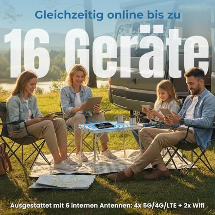 Reflexion 5GCONNECT WLAN Router, mobiler Hotspot mit 4200mAh Akku, WiFi 6, 2,4 Zoll Display, Nano-SIM, bis 16 Geräte, USB-C Anschluss – Bild 5