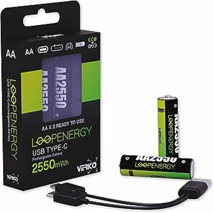 VERICO LoopEnergy AA USB-C Mignon-Akku 2550mWh 1,5V 2 St. Mignon (AA)-Akku Li-Ion 1700 mAh 1.5V 2St. – Bild 2