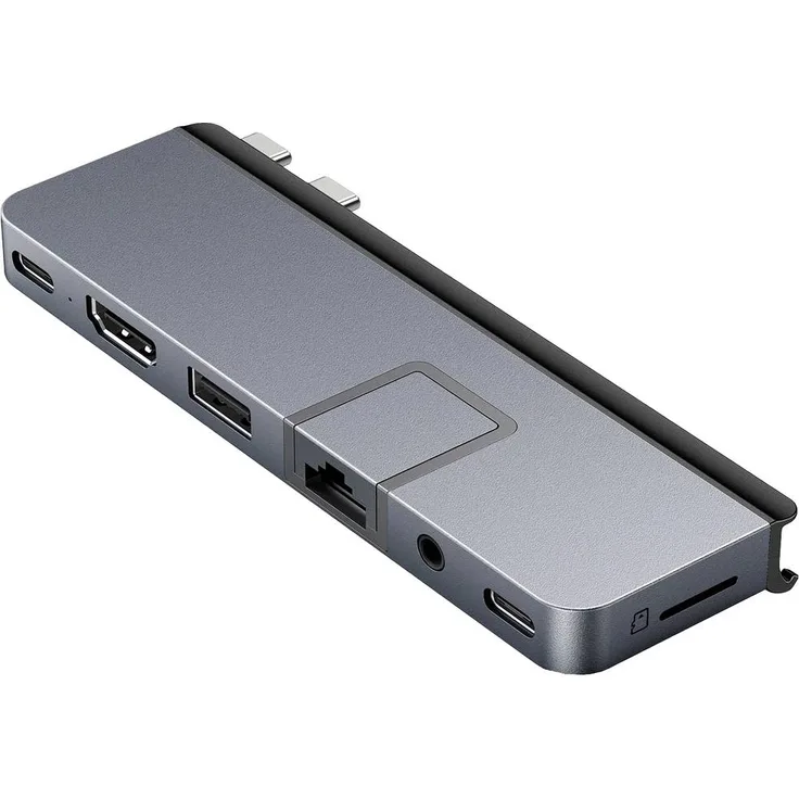 HYPER HyperDrive DUO PRO 7-in-2 USB-C Dockingstation mit HDMI 4K 60Hz, Gigabit Ethernet und Thunderbolt 4 für MacBook Pro 2016-2021, schwarz