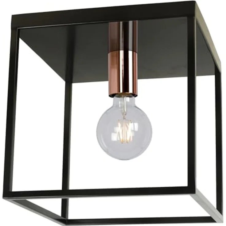 LUCIDE ARTHUR Deckenleuchte - 1xE27 - Mit extra warmweißem Licht - Schwarz – Bild 1