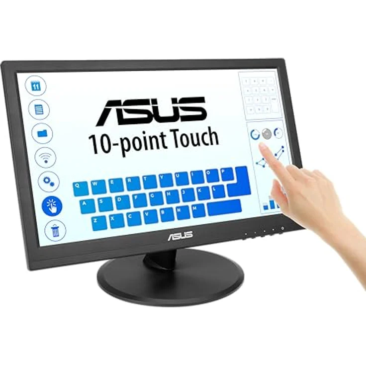 ASUS Touch VT169HE - 15,6 Zoll HD Monitor - 10 Punkt Multi-Touch PCAP, Flimmerfrei, Blaulichtfilter, 60 Hz, 16:9 IPS Panel, 1920x1080 - HDMI, D-Sub, Vesa 75x75, Schwarz – Bild 2