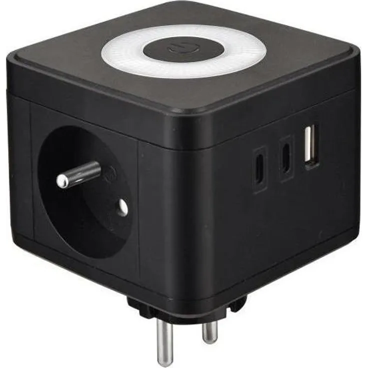 Viking Y23L Steckdosenleiste, 2x 230 V, 1x USB-A, 2x USB-C, mit Touch-Licht, schwarz