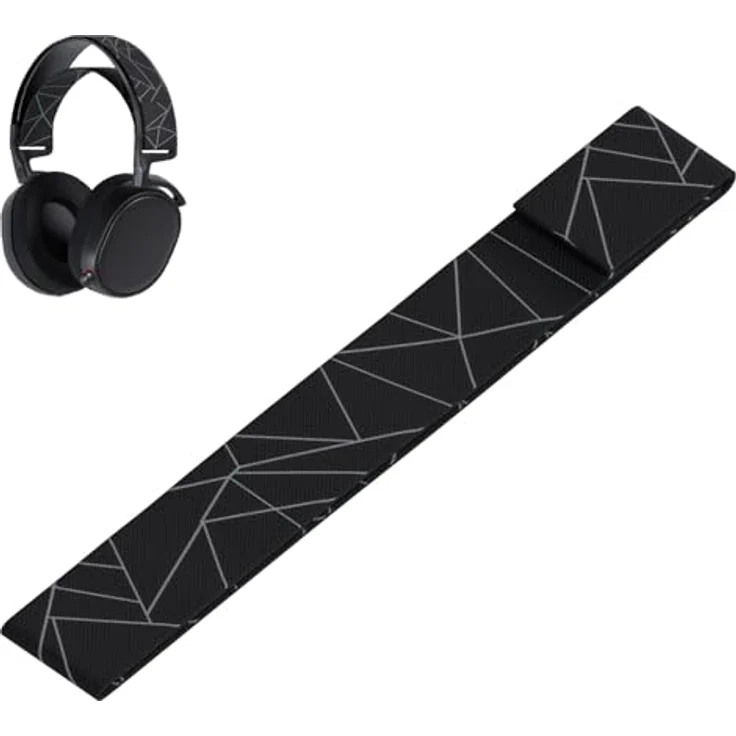 MMOBIEL Stirnband Ersatz für SteelSeries Arctis 7/9/Pro/Prime, elastisches Stoff-Kopfbandpolster in Schwarz mit grauem Muster, komfortabel und langlebig – Bild 1