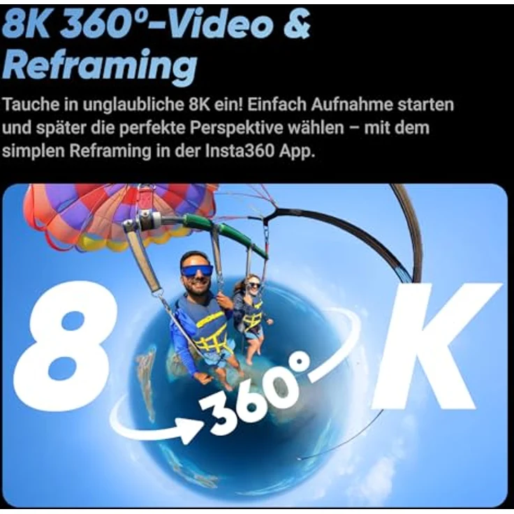 Insta360 X4 – wasserdichte 8K 360°-Action-Cam, 4K Weitwinkelvideos, Unsichtbarer Selfie-Stick Effekt, Abnehmbarer Linsenschutz, 135 min Akkulaufzeit, KI-Bearbeitung, Stabilisierung, für Sport, Reise – Bild 2