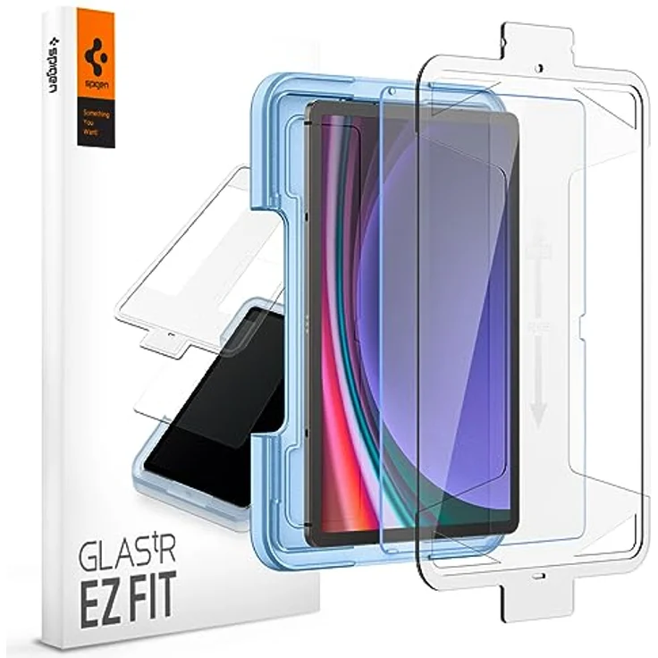 Spigen Glas.tR EZ Fit Schutzfolie kompatibel mit Samsung Galaxy Tab S9, 11 Zoll, Schablone für Installation, Kristallklar, Kratzfest, 9H Härte Folie – Bild 1