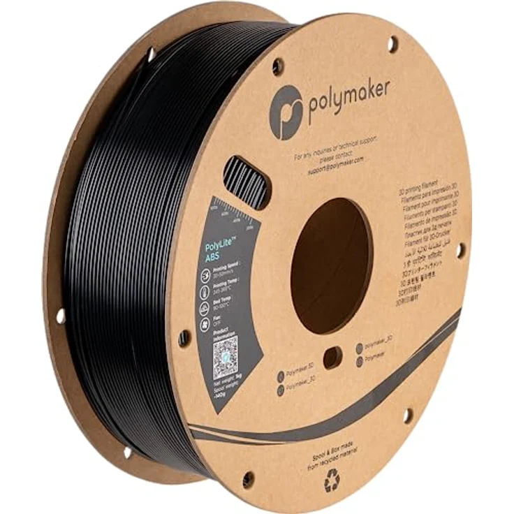 Polymaker PolyLite ABS Filament geruchsarm, 1.75mm, 1000g, schwarz – Bild 1