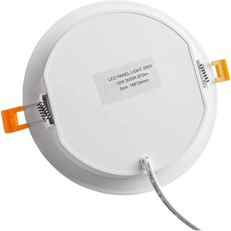 SEBSON LED Einbaustrahler rund flach 230V, integrierter Treiber, 12W, warmweiß 3000K, Deckenstrahler 870lm, Ø168x24mm, weiß – Bild 3
