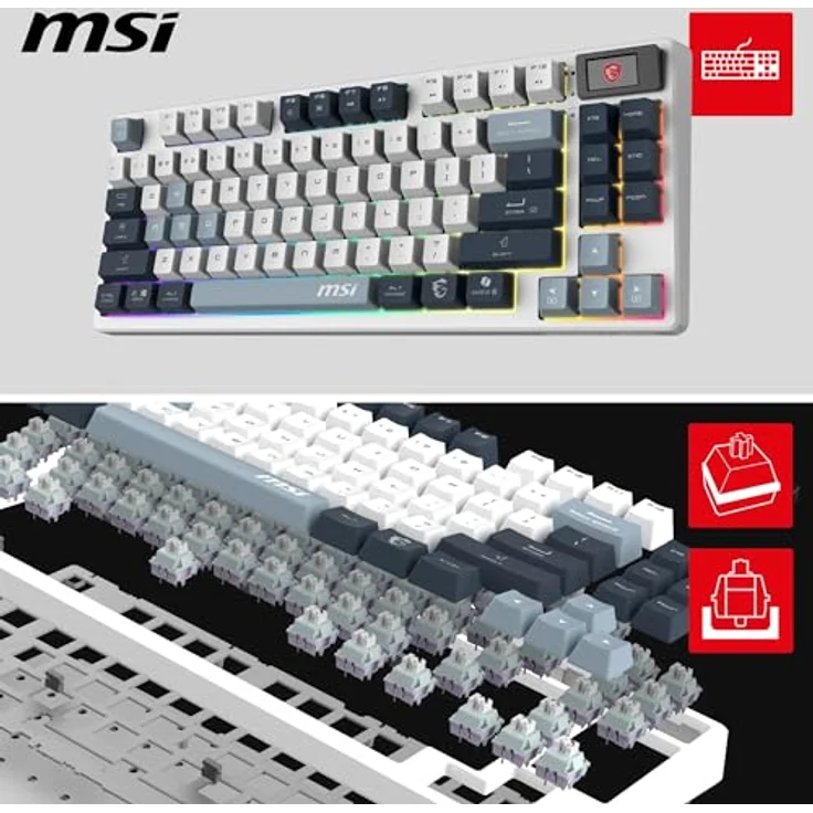 MSI PER KEY FORGE GK600 TKL W SKY US, Mechanische Gaming-Tastatur im QWERTY-Layout, Tenkeyless, Schwarz – Bild 2