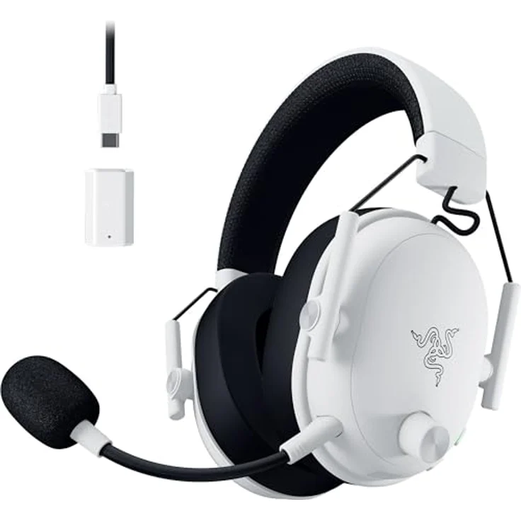 Razer BlackShark V3, kabelloses E-Sport-Headset mit Triforce 50mm Treibern, abnehmbarem Breitband-Mikrofon, THX Spatial Audio, Wireless 2,4GHz & Bluetooth, FPS-Profil, PC/Mac | Weiß – Bild 1