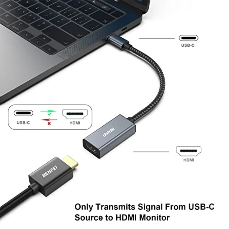 BENFEI USB C auf HDMI Adapter, 2er Pack 4K@60Hz, kompatibel mit Thunderbolt 3/4/5, für iPhone 15 Pro/Max, MacBook Pro/Air 2023, iPad Pro, iMac, S23, XPS 17, Surface Book 3 – Bild 2