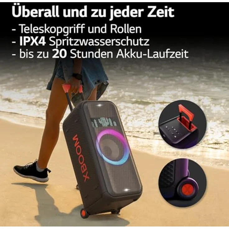 LG Tragbare Bluetooth-Lautsprecher DXL7T, leistungsstarker Bluetooth Lautsprecher mit kompakter Bauweise – Bild 3