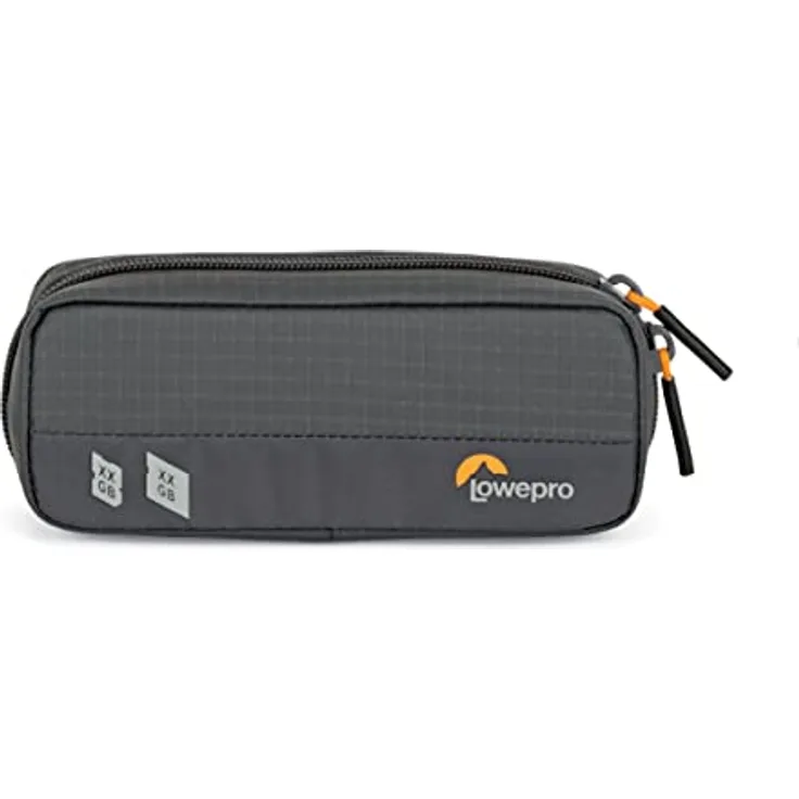 Lowepro GearUp Memory Wallet 20, Kompakter Speicherkarten-Organizer für CF-, XQD- & SD-Karten, SD-Tasche mit Doppeltem Reißverschluss, Hergestellt aus Recyclingmaterial, Grau