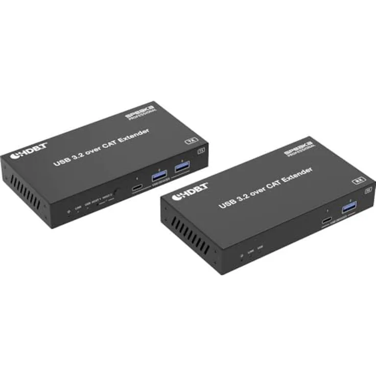 SpeaKa Professional SP-USBE-830, 7+2 Port KVM-Extender über PC steuerbar, KVM Switch, Schwarz