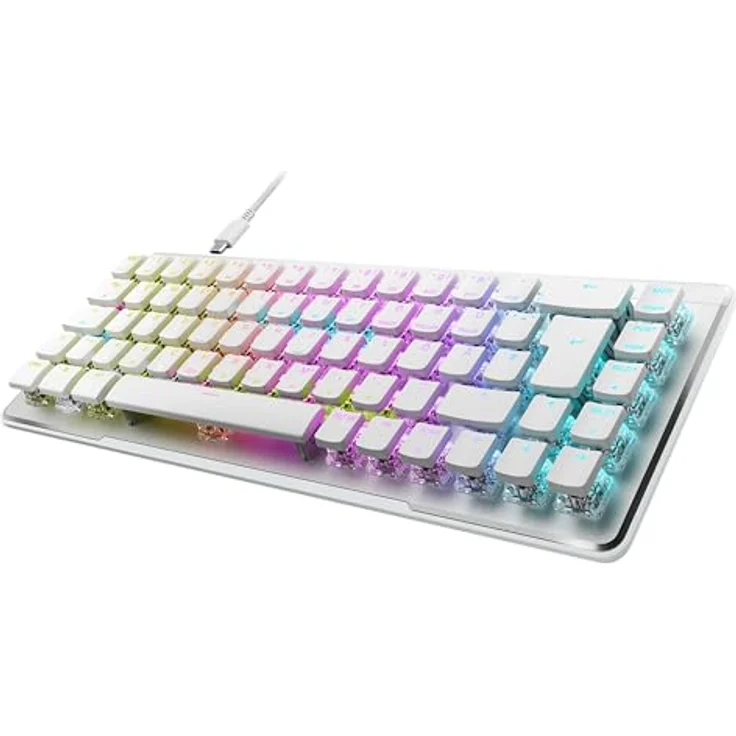 Turtle Beach Vulcan II Mini Air Optisch-mechanische kabellose Gaming-Tastatur (65%), anpassbare RGB-Beleuchtung, abnehmbares Kabel, Smart Keys, Aluminiumplatte - Weiß – Bild 1