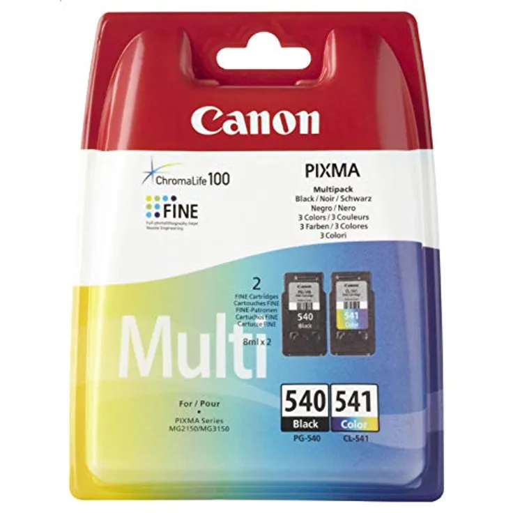 Original Canon PG-540 CL-541 – Set mit 2 Tintenpatronen für Pixma MG2250, MG3150, MG3250, MG3510, MG3550, MG4250, MX395, MX455, MX475, MX525 MX535 (Farbe und Schwarz)