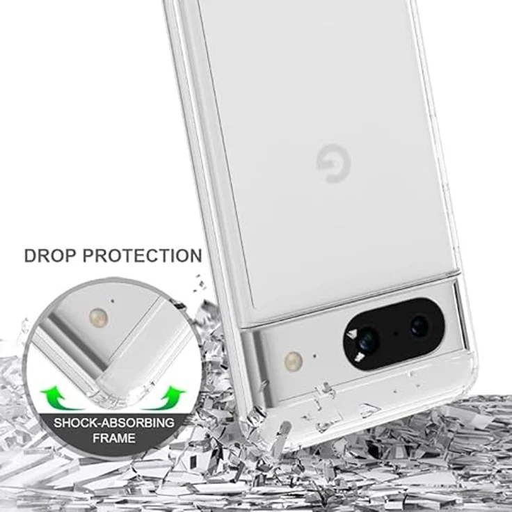 JT Berlin Pankow-Clear Schutzhülle Google Pixel 8 Hülle transparent (Wireless-Charging kompatibel, Stoßabsorbierender TPU Rahmen, Kratzfeste Rückseite aus Acrylglas, Anti-Fingerabdruck) – Bild 2