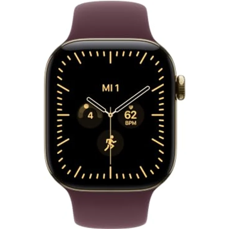 Apple Watch Series 12 Cellular 42mm, Brillantgold Titan Case mit Burgunder Sport Band, Gesundheits- und Fitness-Tracker – Bild 2