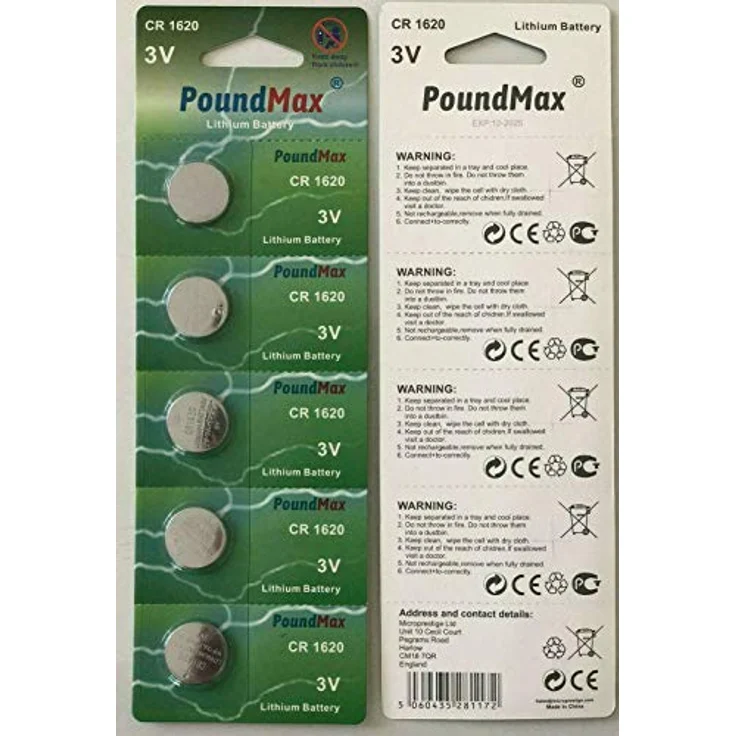 Lithium-Knopfzellenbatterien 1620 CR1620 DL1620, 3 V, 5 Stück – Bild 1