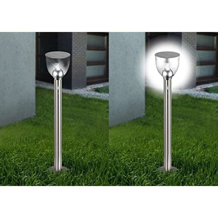 LED Solar Außen Steck Lampe Terrassen Bewegungsmelder Erdspieß Edelstahl Steh Leuchte Globo 33437 – Bild 1