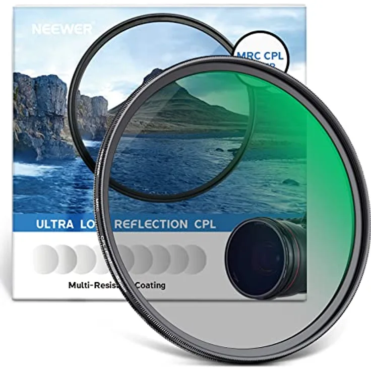 NEEWER 52mm CPL Polarisationsfilter, ultradünn mit 30 Schichten Nanobeschichtung, HD Optisches Glas, reduziert Reflexionen und verbessert den Kontrast