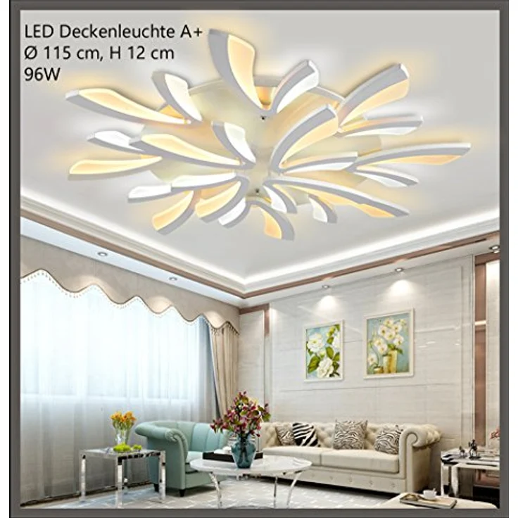 TonHan LED Deckenleuchte XW062WJ-15 mit Fernbedienung, Acryl-Schirm, weiß lackierter Metallrahmen, modernes Design, Energieeffizienzklasse A+ – Bild 2