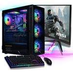 MeinPC Gaming PC Komplett Set AMD Ryzen 5 5600GT, Radeon Grafik, 500GB SSD, 32GB DDR4, Windows 11 Pro, W-LAN, Cooler Master 27" TFT, RGB Tastatur/Maus Set