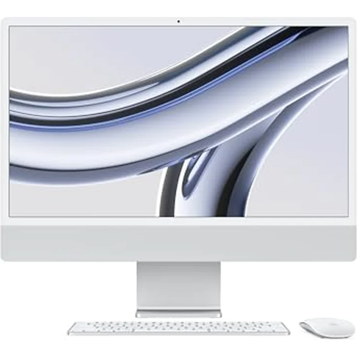 Apple 2023 iMac All-in-One Desktop-Computer mit M3 Chip: 8-Core CPU, 8-Core GPU, 24" 4.5K Retina Display, 16 GB gemeinsamer Arbeitsspeicher, 256 GB SSD Speicher, passendes Zubehör. Silber – Bild 1