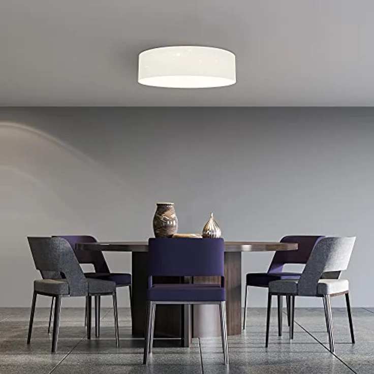 Navaris LED Deckenleuchte 40cm - Dimmbar Farbtemperaturwechsel Fernbedienung - 22W Stoff Weiß Sternenhimmel - Smarte Deckenbeleuchtung – Bild 5