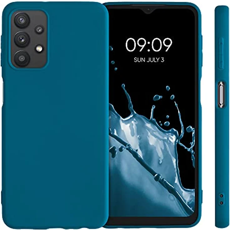 kwmobile Handyhülle für Samsung Galaxy A32 5G - TPU Case in Karibikblau, flexible Schutzhülle mit kabellosem Laden und rutschfester Gummierung – Bild 4