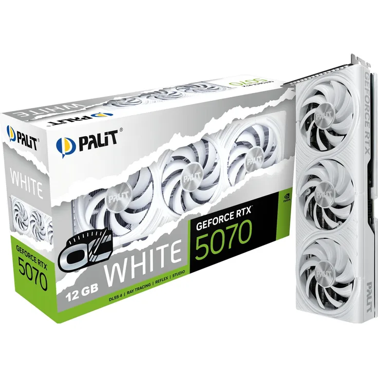 Palit RTX5070 WHITE OC, Grafikkarte mit 12 GB GDDR7 Speicher, PCI Express 5.0, 8K Unterstützung