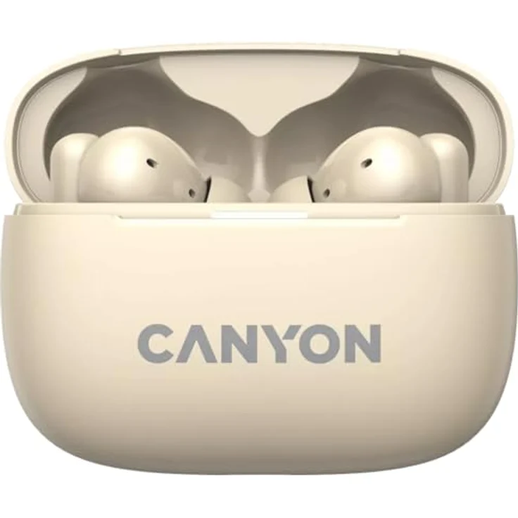 CANYON Bluetooth Headset TWS-10 beige, Aktive Geräuschunterdrückung, 4 Mikrofone, Sprachassistent – Bild 1
