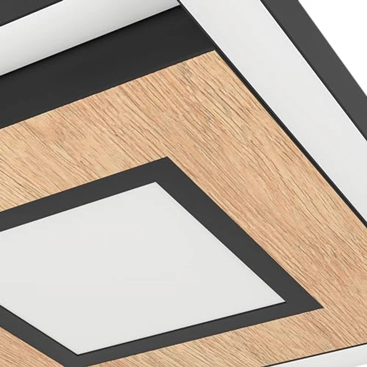 EGLO LED Deckenleuchte Marinello, 3 flammige Deckenlampe mit Fernbedienung, Lichtfarbe warmweiß – kaltweiß, dimmbar, Metall, Holz, Kunststoff in Schwarz, Braun, Weiß, FSC zertifiziert – Bild 3