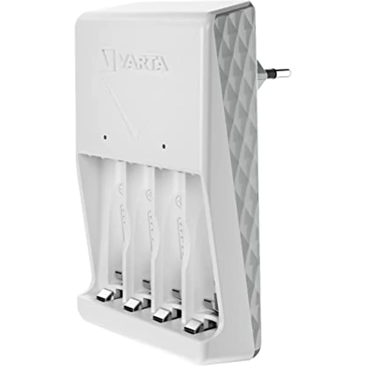 VARTA Akku Ladegerät, inkl. 4X AA 2100mAh, Batterieladegerät für wiederaufladbare Batterien, lädt 2 oder 4 AA/AAA gleichzeitig, Plug Charger, weiß – Bild 4