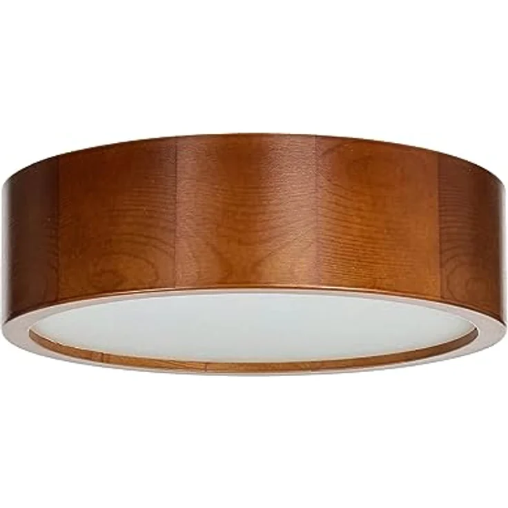 Licht-Erlebnisse Deckenleuchte ARBARO Glas Holz rustikal Ø27 cm E27 flach rund Modern blendarm Wohnzimmer – Bild 3
