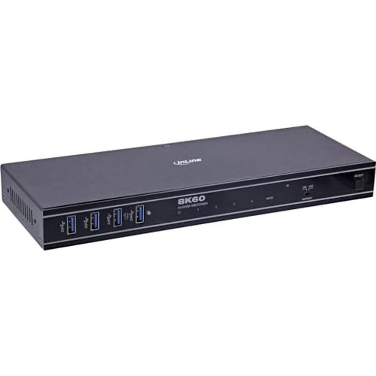 InLine KVM Switch 4-fach, HDMI, 8K@60Hz, USB 3.2 Hub, mit IR & RS-232, Schwarz – Bild 1