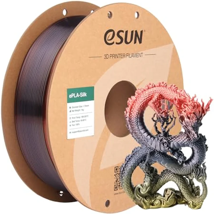 eSUN Silk Rainbow PLA Filament 1.75mm, Seidenmatt Multicolor Farbverlauf, 1KG Spule für 3D Drucker, Bonbon Regenbogen – Bild 1
