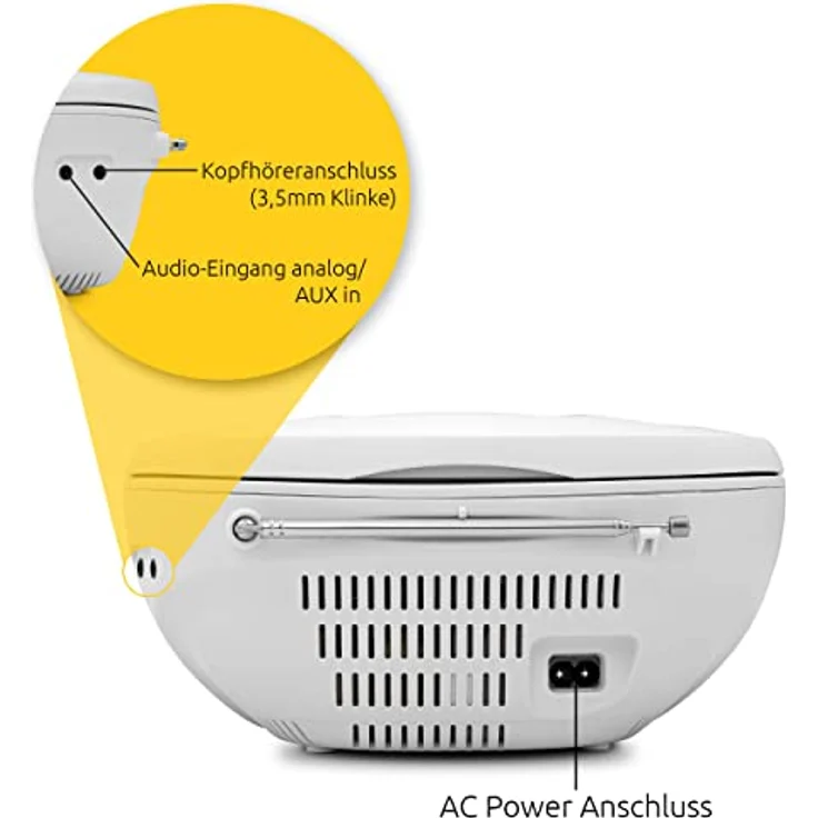 TechniSat Viola CD-1 - tragbarer Stereo CD-Player, Boombox mit Tragegriff (Netz- und Batteriebetrieb, UKW, Bluetooth, 2 x 1 Watt) – Bild 8