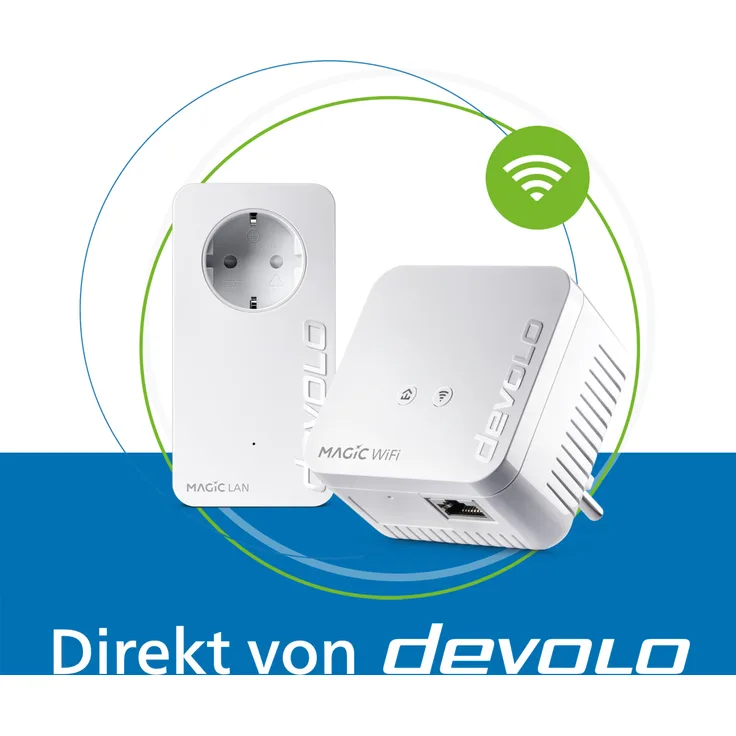 devolo Magic 1 WiFi mini Powerline WLAN Verstärker, 1200 Mbps, kompakter Adapter in Weiß, 2x Adapter, Plug-and-Play
