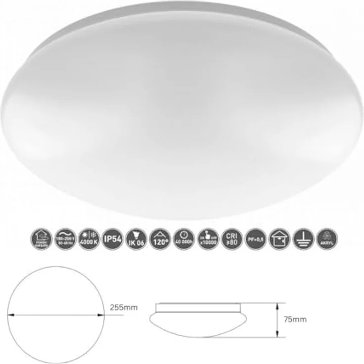 ENERGMiX 12 Watt Decken und Wand Leuchte mit Bewegungsmelder IP54 Feuchtraum weiß rund|Ø255 x 75 mm (BxH)|Neutralweiß|960 Lumen – Bild 2