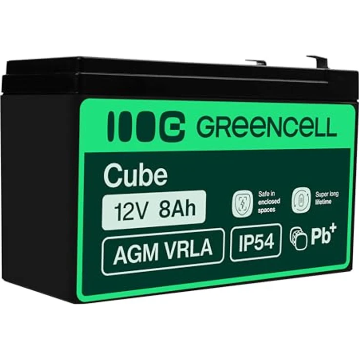 Green Cell® AGM 12V 8Ah Vlies Batterie, VRLA Bleiakku für Notstromversorgung, Zyklenfest und Wartungsfrei – Bild 1