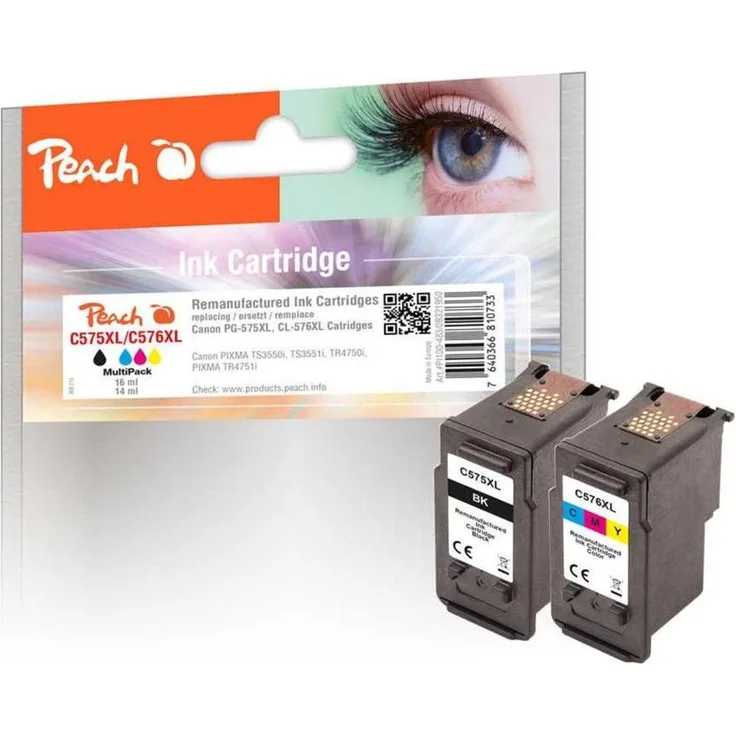 Peach Druckerpatrone Canon PG-575X / CL-576XL MultiPack, Tinte in Schwarz und Farbe, 100% kompatibel, optimale Qualität