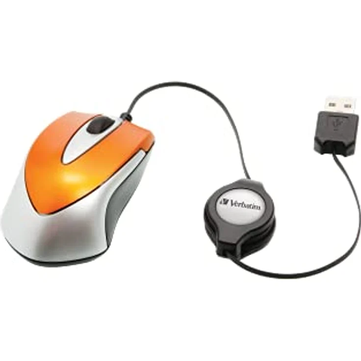 Verbatim Go-Mini optische Travel-Maus, kleine Computermaus mit einziehbarem Kabel, USB-A, USB-Maus mini mit 1000 dpi, für Laptop, Notebook, PC & MAC, kompaktes Design, Volcanic Oranget – Bild 2
