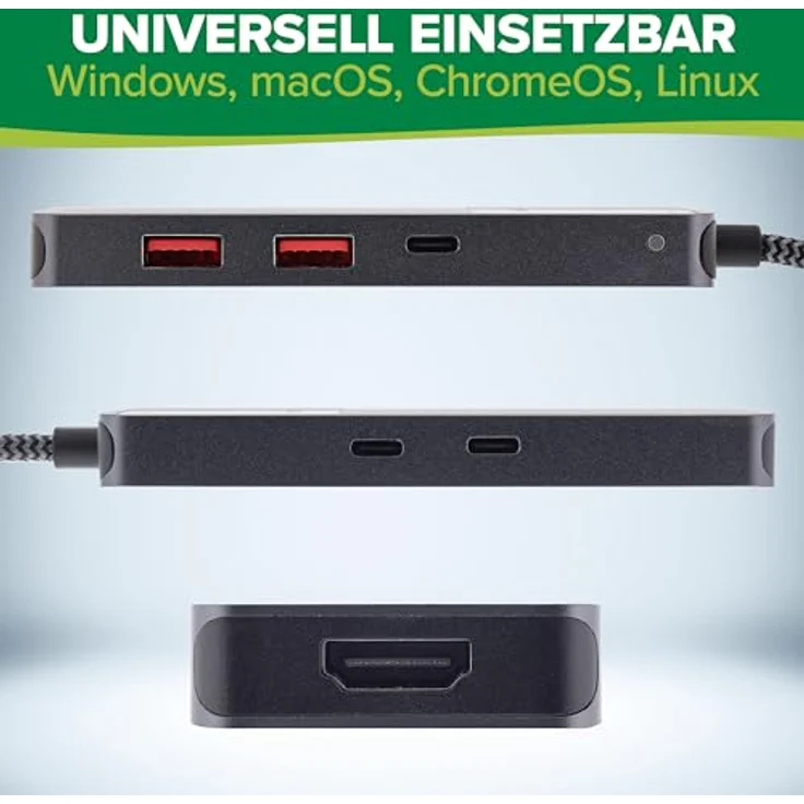 InLine USB 3.2 Gen.2 Hub 35392D, 3x USB-C, 2x USB-A, HDMI 4K, PD 100 W, schnelles Display, kompatibel mit Windows, macOS, Linux – Bild 5
