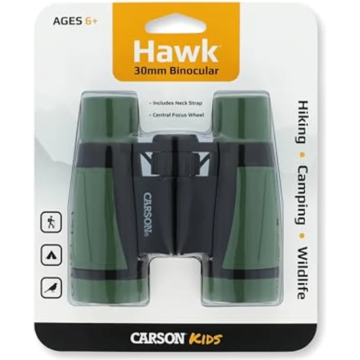 CARSON Hawk Outdoor-Fernglas für Kinder (HU-530), 30mm, robust, kompakt, grün – Bild 5