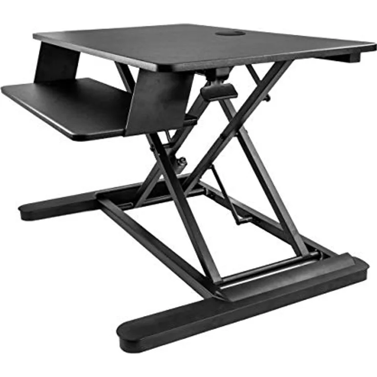StarTech.com Sit Stand Desk Converter with Keyboard Tray - Large 35” x 21" Surface - Height Adjustable Ergonomic Desktop/Tabletop Standing Workstation - Holds 2 Monitors - Pre-Assembled (ARMSTSLG)